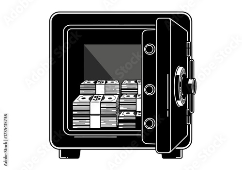 Safe box full of money a secure metal container for storing valuables, protecting them theft or damage