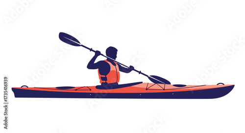 Kayak Adventurer: Silhouette of a Person Paddling a Kayak on a Serene Waterway Destination for Outdoor Recreation and Water Sports Enthusiasts