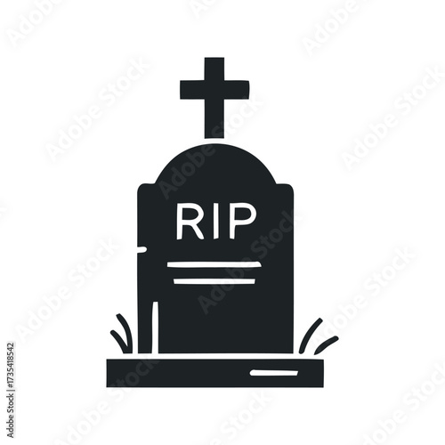 Tombstone Icon - Spooky Halloween Gravestone Vector Design
