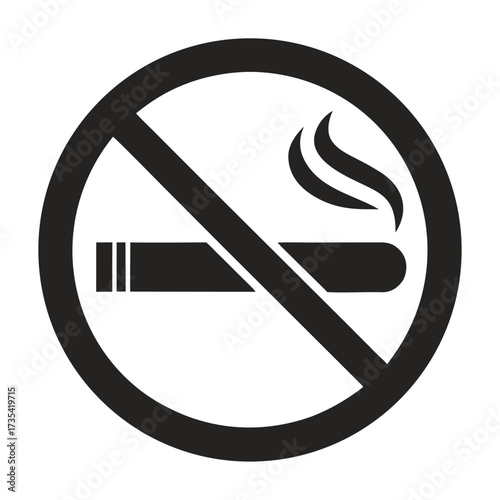 Black no smoking sign with cigarette and smoke icon on a white background smoking ban prohibition