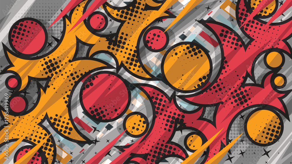 Fototapeta premium Retro Pop Art Geometric Abstract Vector Background