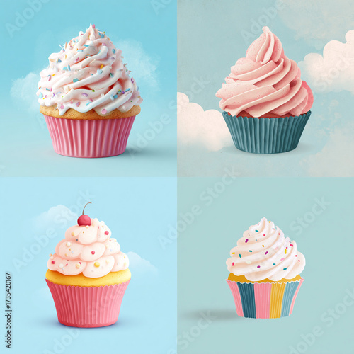 Sweet Symphony – Pastel Cupcake with Whipped Cream Frosting and Sprinkles
