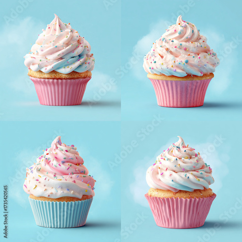 Sweet Symphony – Pastel Cupcake with Whipped Cream Frosting and Sprinkles