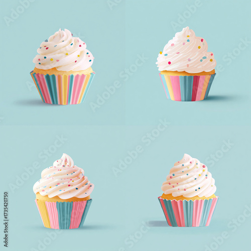 Sweet Symphony – Pastel Cupcake with Whipped Cream Frosting and Sprinkles