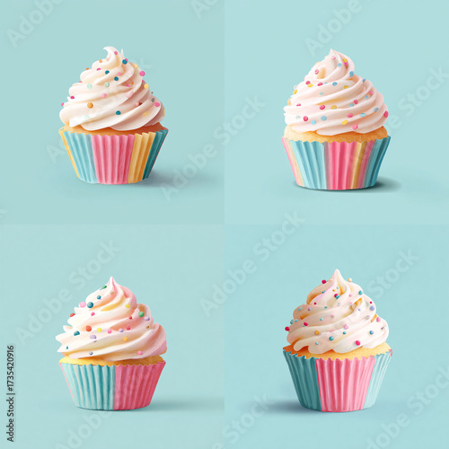 Sweet Symphony – Pastel Cupcake with Whipped Cream Frosting and Sprinkles