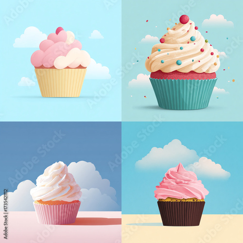 Sweet Symphony – Pastel Cupcake with Whipped Cream Frosting and Sprinkles
