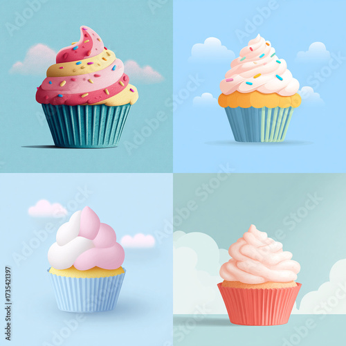 Sweet Symphony – Pastel Cupcake with Whipped Cream Frosting and Sprinkles