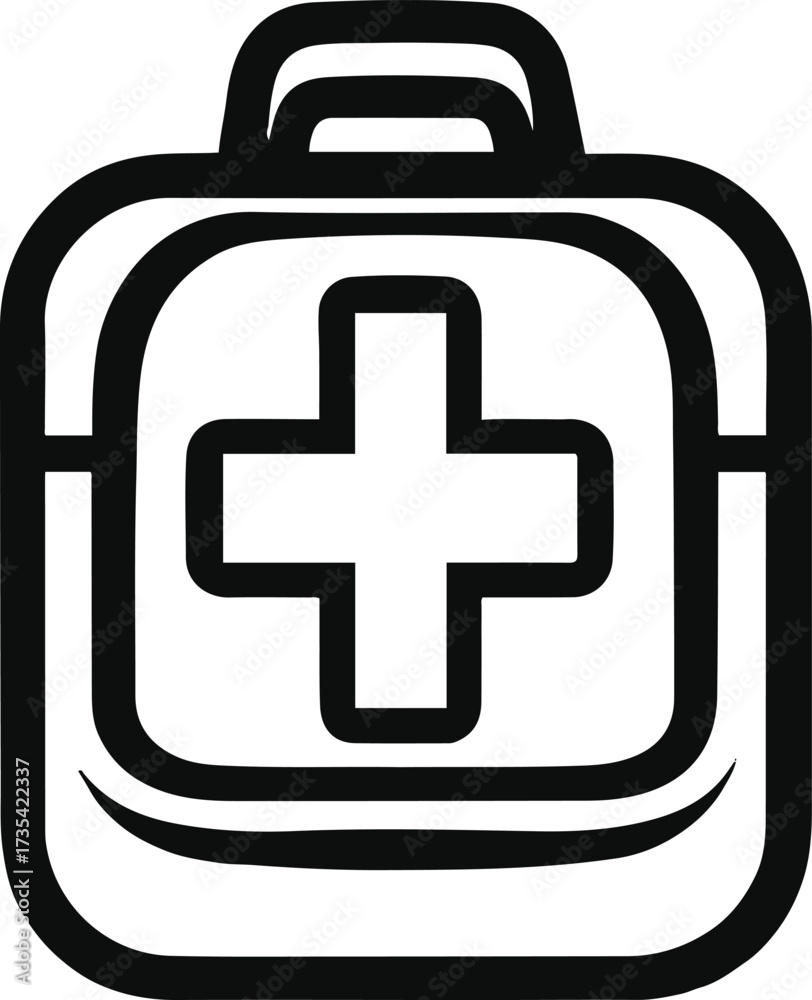 Obraz premium Smooth outline of a first-aid box with cross sign 3