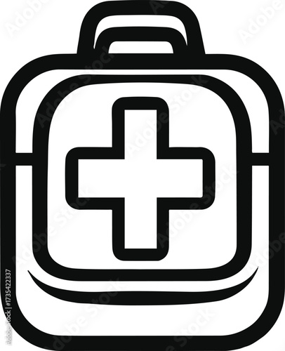 Smooth outline of a first-aid box with cross sign 3