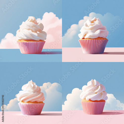 Sweet Symphony – Pastel Cupcake with Whipped Cream Frosting and Sprinkles