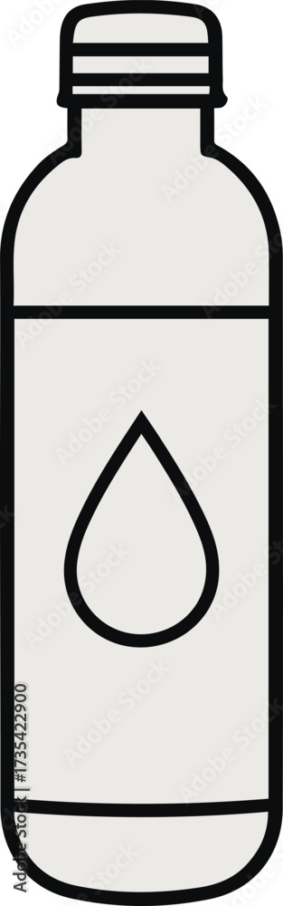 Naklejka premium Minimalist line art of a water bottle with drop symbol 2