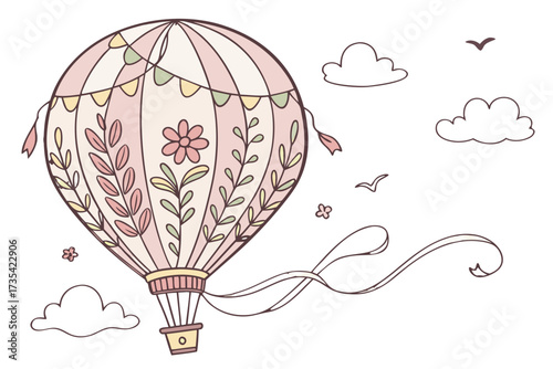 Hot air balloon with floral design