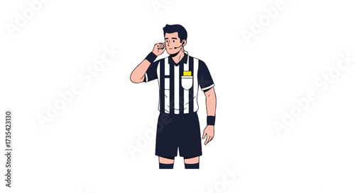 Illustrated Referee Signaling a Call on the Field with Authority and Focus depicted through distinct visual storytelling and clear presentation