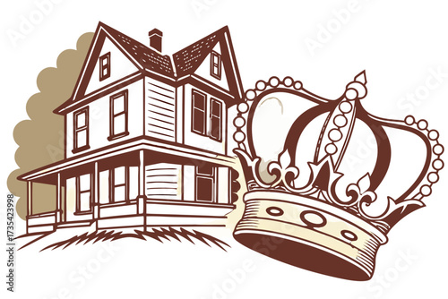 House and crown illustration