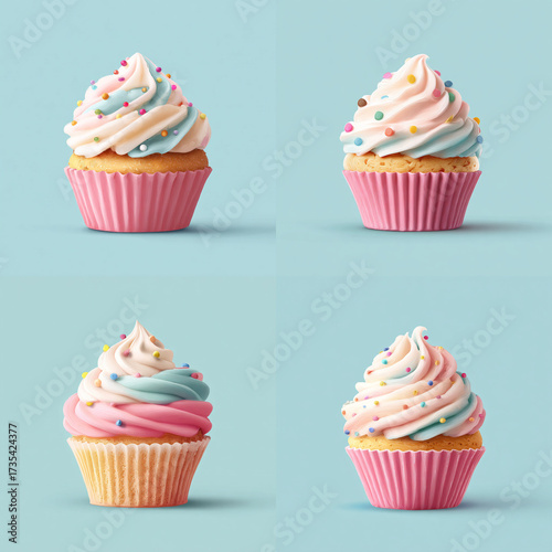 Sweet Symphony – Pastel Cupcake with Whipped Cream Frosting and Sprinkles