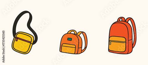 Bag icons row with sling pouch and backpacks