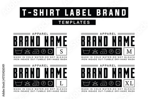 Customizable Clothing Label Template Set with Size Options