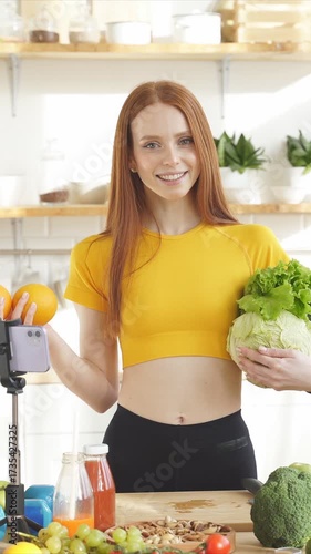 A vibrant kitchen scene featuring an array of fresh fruits and vegetables that promotes a healthy lifestyle