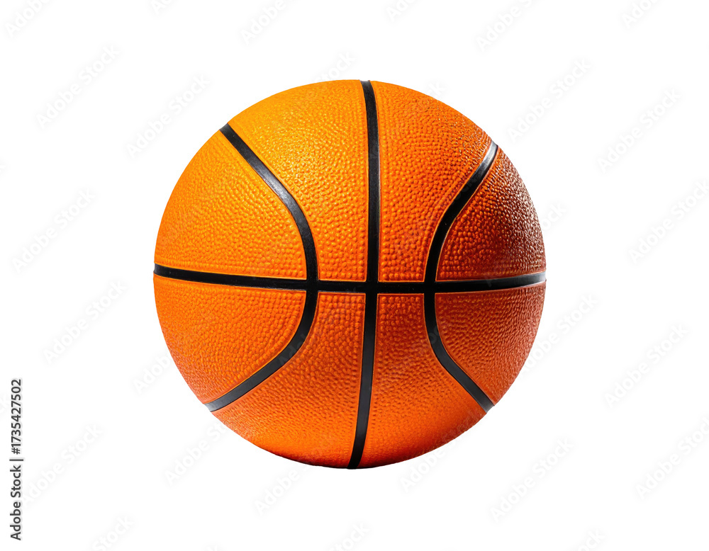 Fototapeta premium Isolated orange sphere with black lines, a classic sports ball against black
