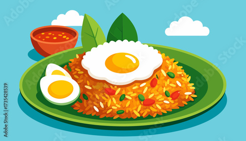 Delicious plate of fried rice with egg.