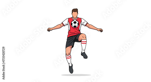 Dynamic soccer player dribbling with energy, illustration of a player in action showcasing skill, passion, and the thrill of the beautiful game
