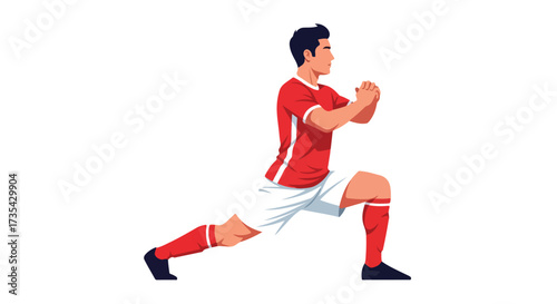 Dedicated athlete executes a dynamic lunge, preps with focused stretching to optimize athletic performance, and injury prevention routine