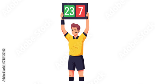 Dedicated referee displaying score with unwavering focus maintaining game fairness and upholding the regulations demonstrating commitment