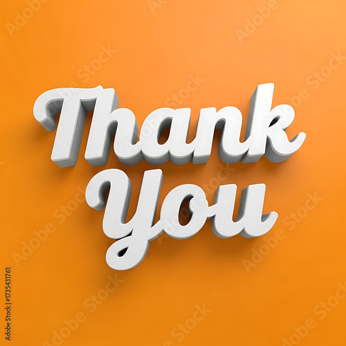 3d white text spelling thank you on an orange background