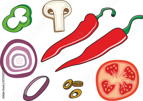 vegetables on a white background