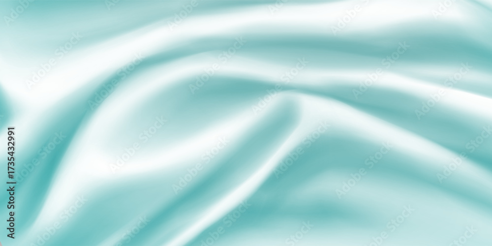 Obraz premium Abstract Turquoise and White Fabric with Smooth Flowing Folds.