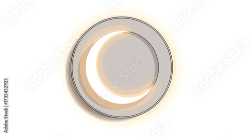 Crescent moon illuminated on a white plate, Generative AI.