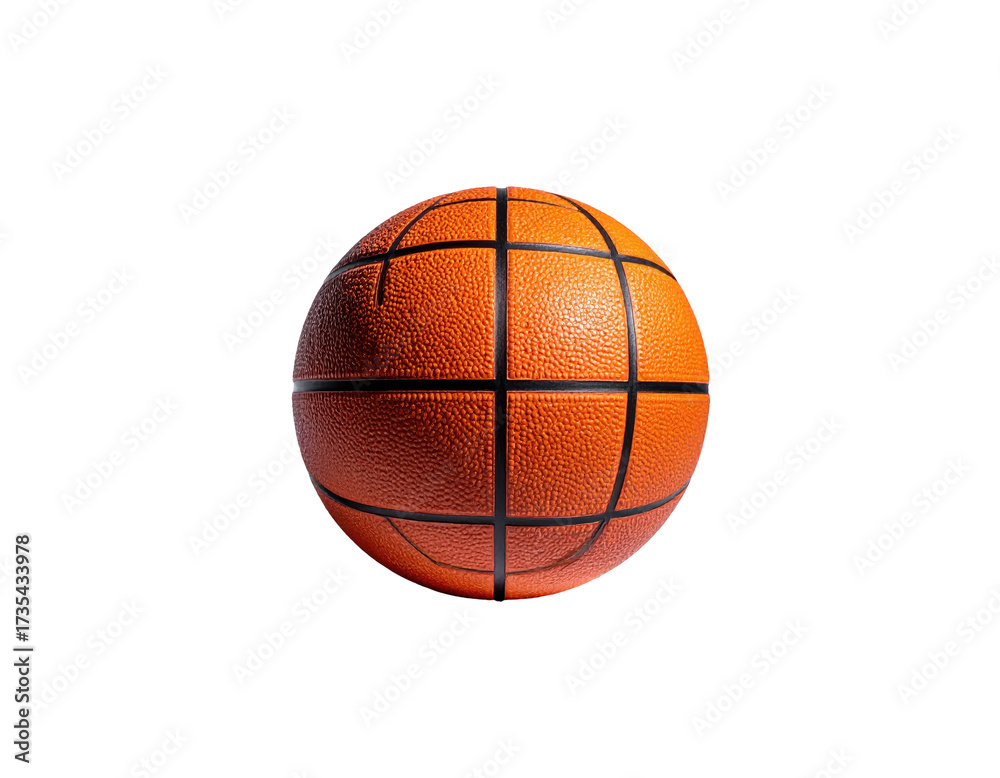 Fototapeta premium A standard orange sphere, used for a sport, floats in the center against black