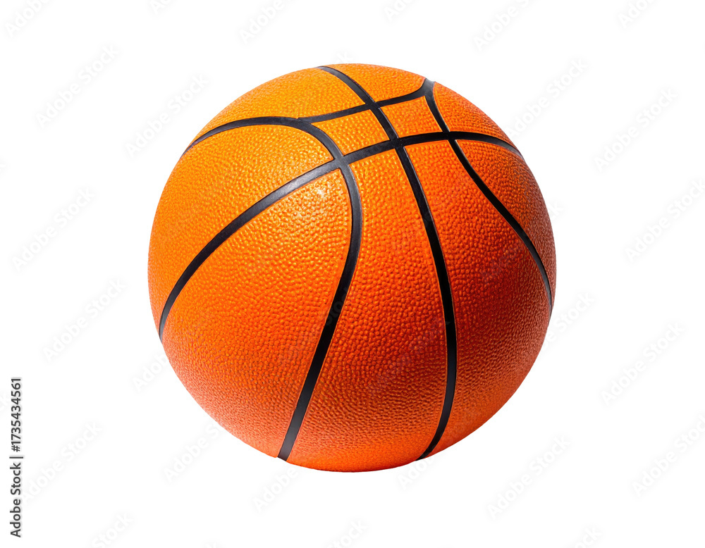 Fototapeta premium An isolated, vibrant orange sphere with black lines, typical of the sport