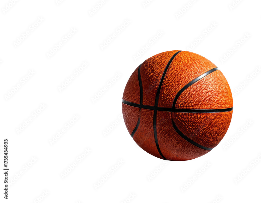 Fototapeta premium Close-up of a basketball, with dark background and bright textures