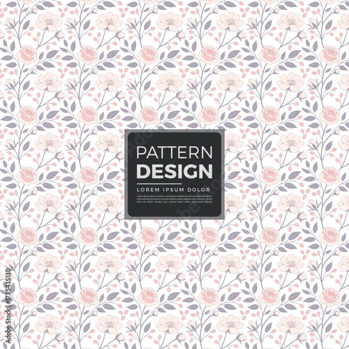 Elegant Floral Pattern Design with Roses and Delicate Leaves