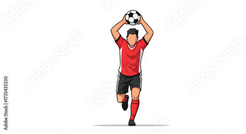 Dynamic soccer throw-in illustration showcasing athletic skill and team coordination on white background