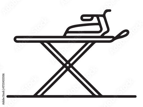 Simple silhouette of an ironing board isolated on a white background isolated on white background