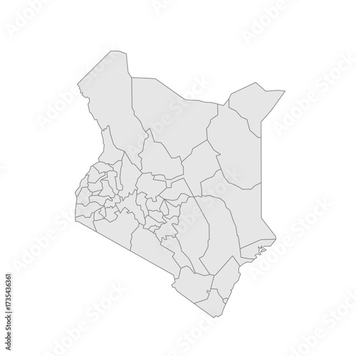 Kenya political map of administrative divisions - counties. Grey blank vector editable map EPS.