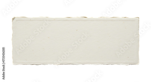 Handmade textured paper nameplate with rough edges blank isolated