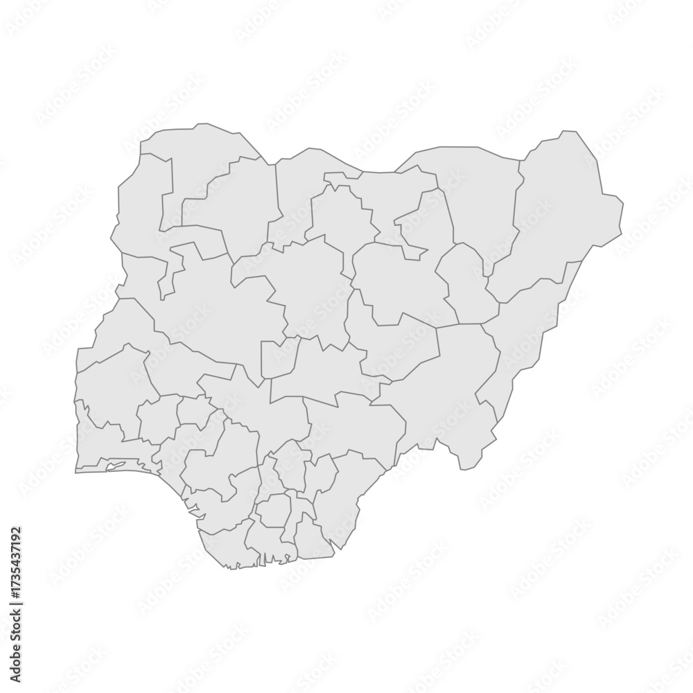 Fototapeta premium Nigeria political map of administrative divisions - states and federal capital territory. Grey blank vector editable map EPS.
