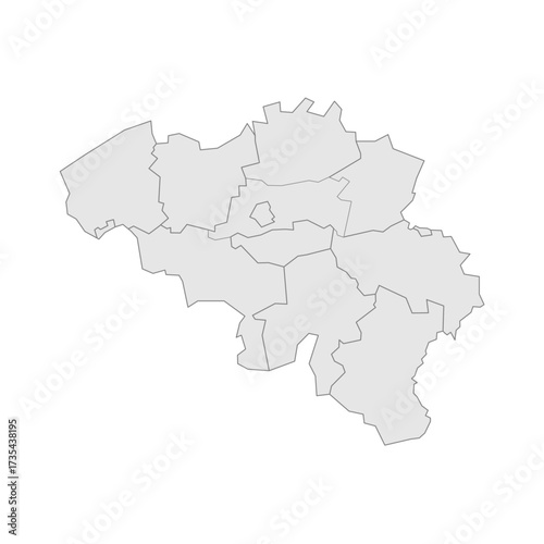 Belgium political map of administrative divisions - provinces. Grey blank vector editable map EPS.