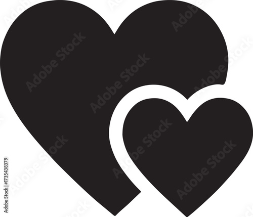 Double heart symbol vector illustration, romantic design for love, couple, Valentine’s Day, and relationships.