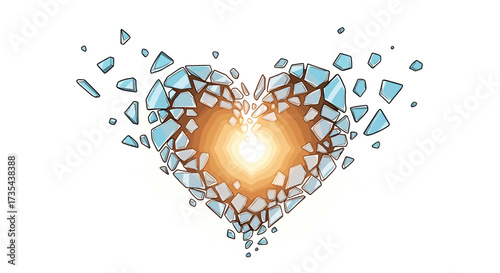 Shattered Heart Exploding With Light And Energy, Generative AI.