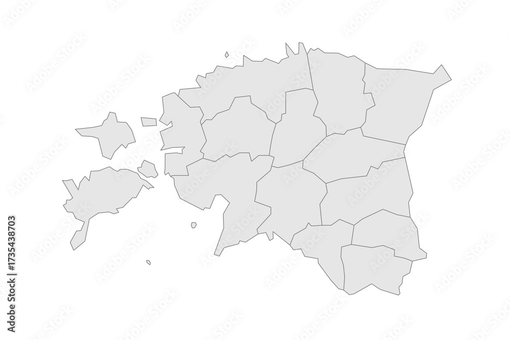 Fototapeta premium Estonia political map of administrative divisions - counties. Grey blank vector editable map EPS.