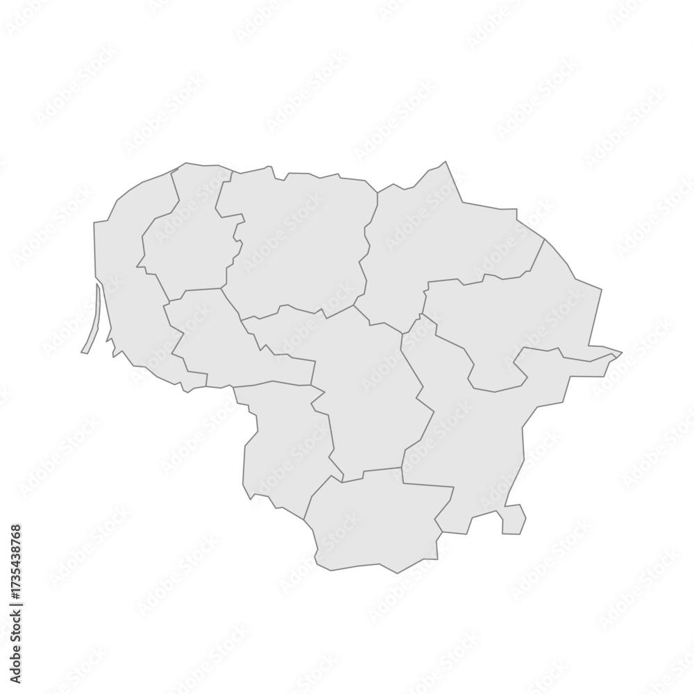 Fototapeta premium Lithuania political map of administrative divisions - counties. Grey blank vector editable map EPS.