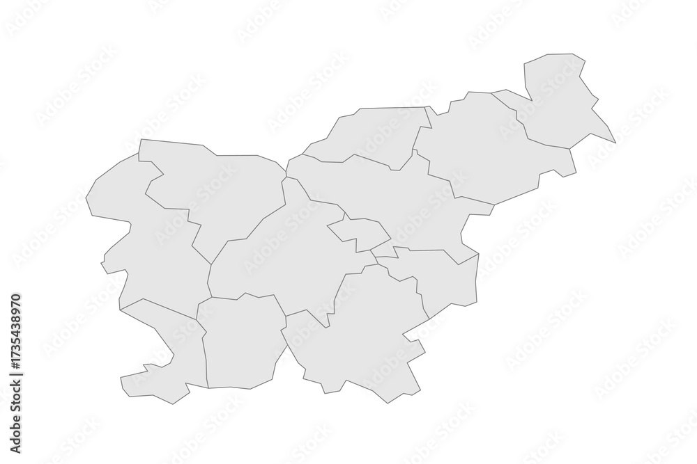 Fototapeta premium Slovenia political map of administrative divisions - statistical regions. Grey blank vector editable map EPS.