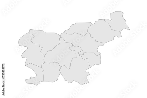 Slovenia political map of administrative divisions - statistical regions. Grey blank vector editable map EPS.