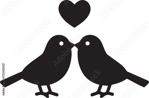 Bird couple with heart vector illustration, romantic design for love, Valentine’s Day, wedding, and affection.