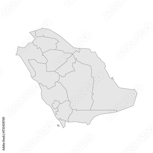 Saudi Arabia political map of administrative divisions - provinces or regions. Grey blank vector editable map EPS.
