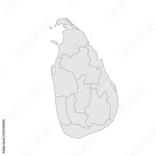 Sri Lanka political map of administrative divisions - provinces. Grey blank vector editable map EPS.